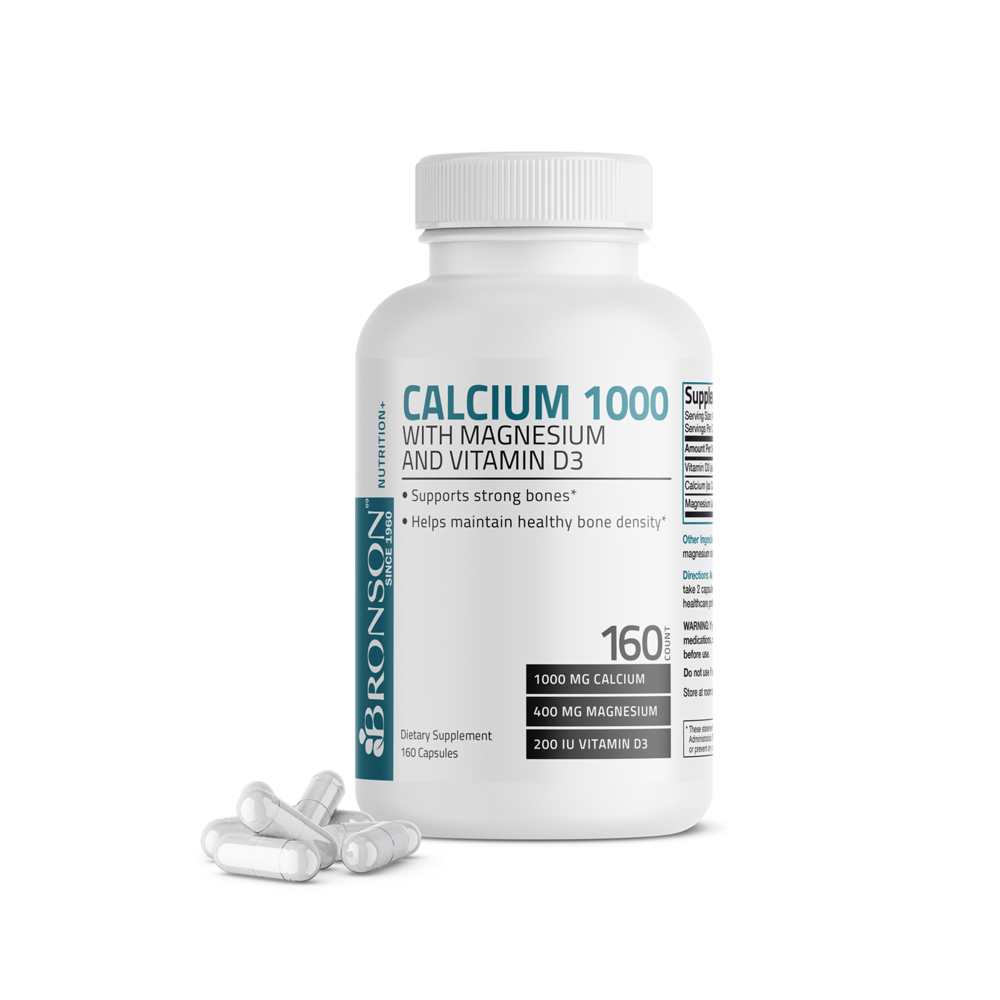 Bronson Vitamins Calcium 1,000 Complex with Magnesium and Vitamin D - 160 Capsules