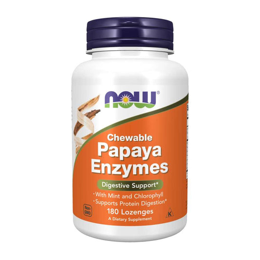 Now Foods Papaya Enzymes – Chewable Digestive Support with Mint & Chlorophyll – 180 Lozenges