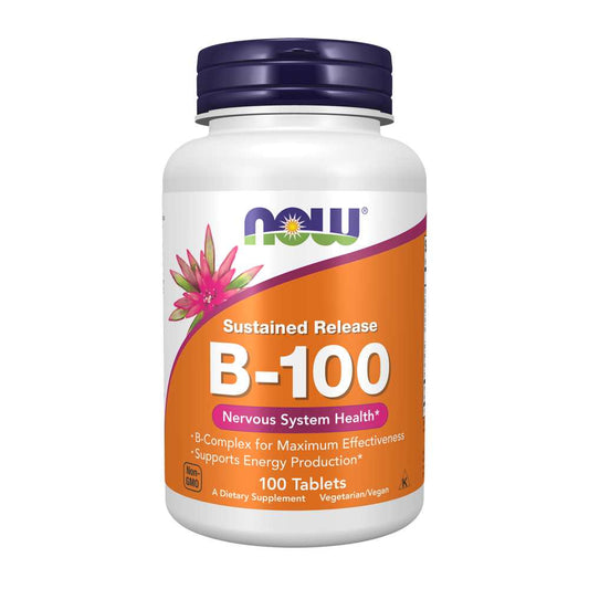 Now Foods Sustained Release B-100 – Energy & Nerve Support – 100 Tablets