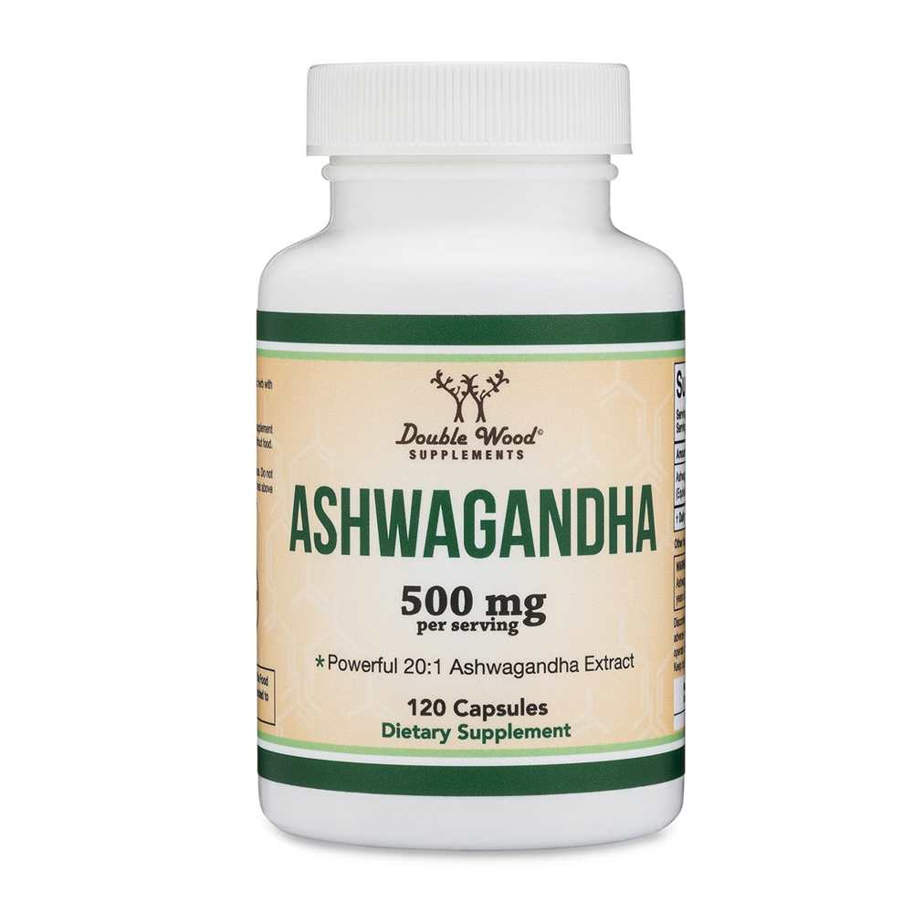 Double Wood Ashwagandha 500mg – High Potency 20:1 Extract (120 Capsules)