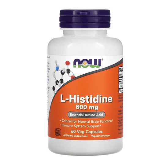 Now Foods L-Histidine 600mg – Essential Amino Acid for Brain & Immune Support (60 Veg Capsules)