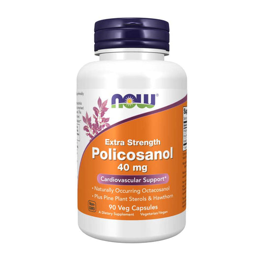 Now Foods Extra Strength Policosanol 40 Mg – Cardiovascular Support with Plant Sterols & Hawthorn – 90 Veg Capsules