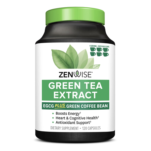 Zenwise Green Tea Extract with EGCG & Vitamin C - Antioxidant & Immune Support Supplement