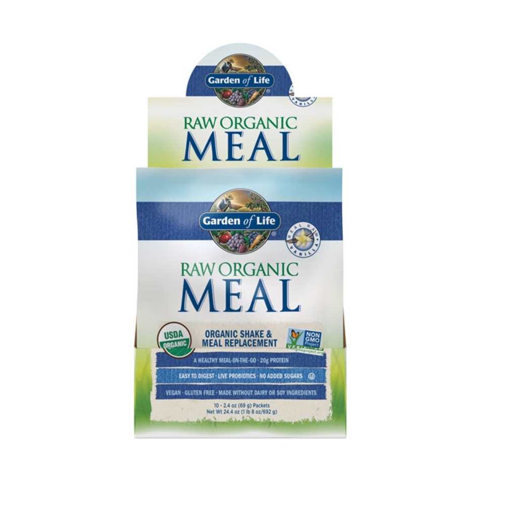 Garden of Life Raw Organic Meal Shake & Meal Replacement Vanilla 10 Packets 2.4 Oz (69g) Powder
