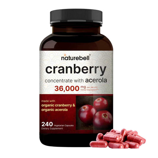 NatureBell Cranberry Concentrate with Acerola – 36,000mg, 240 Vegetarian Capsules, Organic Formula