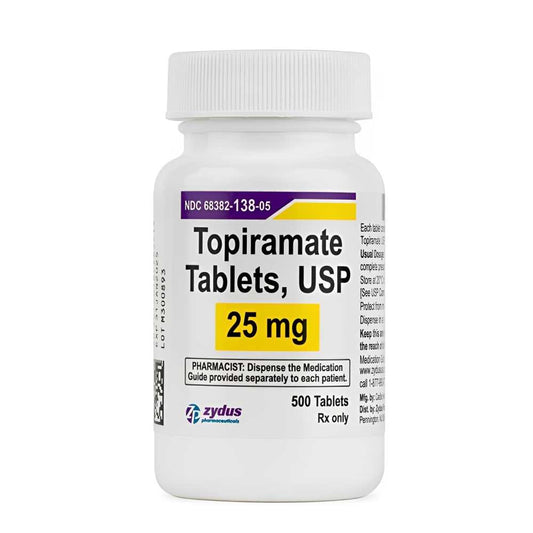 Zydus Topiramate Tablets, Usp 25mg – 500 Tablets, Prescription Medication