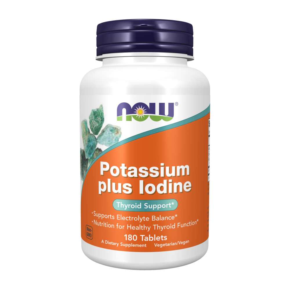 Now Foods Potassium Plus Iodine – Thyroid Support & Electrolyte Balance – 180 Tablets