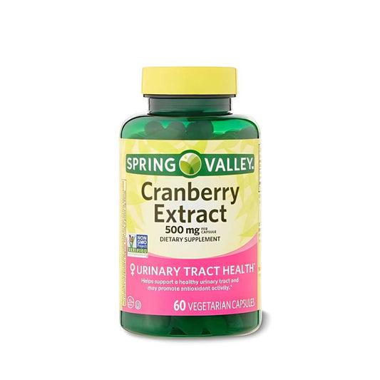 Spring Valley Cranberry Extract 500mg – Urinary Tract & Antioxidant Support, 60 Vegetarian Capsules