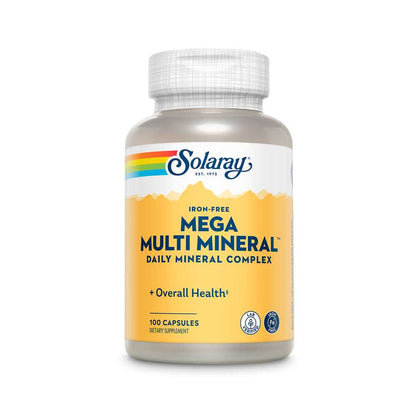 Solaray Mega Multi Mineral, Iron-Free 100 Caps