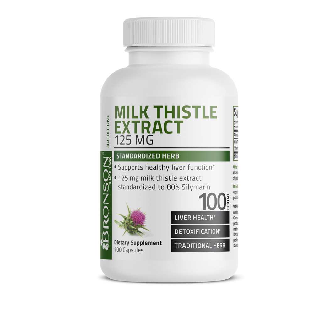 Bronson Vitamins Standardized Milk Thistle Seed Extract Silymarin - 125 Mg - 100 Capsules