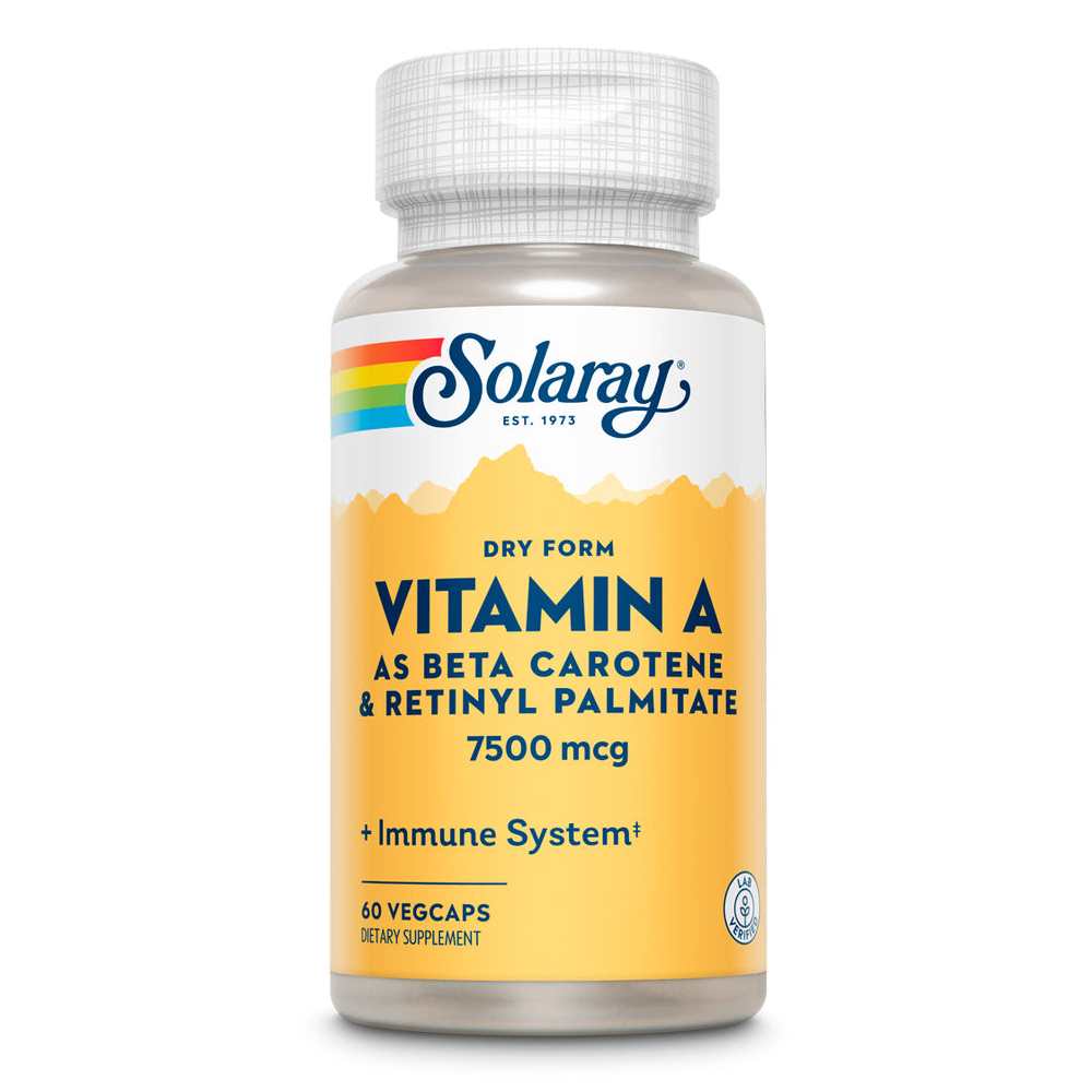 Solaray Vitamin A, Dry Form 7500mcg 60 Caps