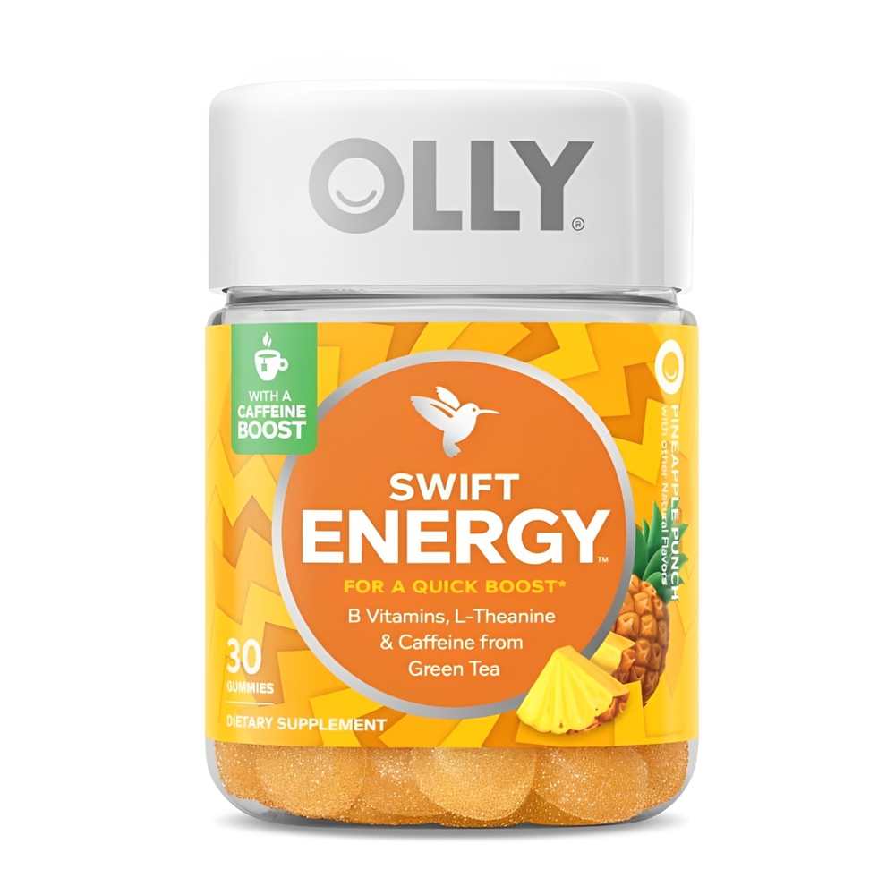 Olly the Caffeine Boost – Swift Energy with B Vitamins, L-Theanine & Green Tea Caffeine, 30 Gummies