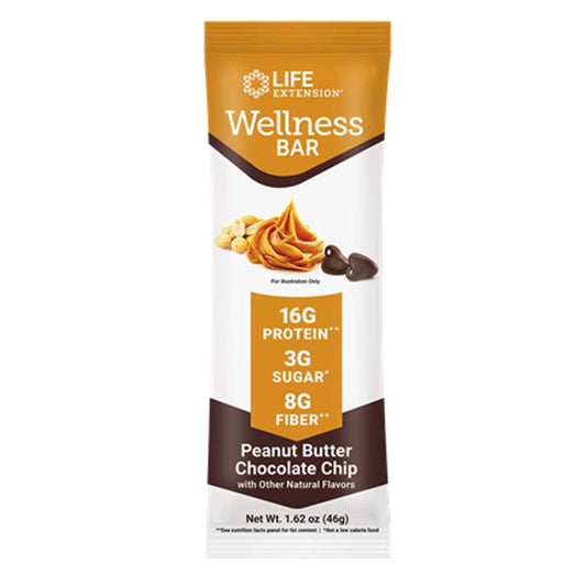 Life Extension Wellness Bar Peanut Butter Chocolate Chip 6 Each