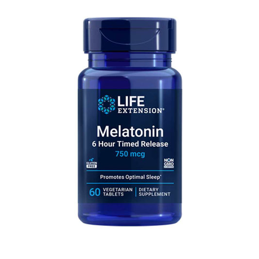 Life Extension Melatonin 6 Hour Timed Release 750 mcg, 60 vegetarian tablets