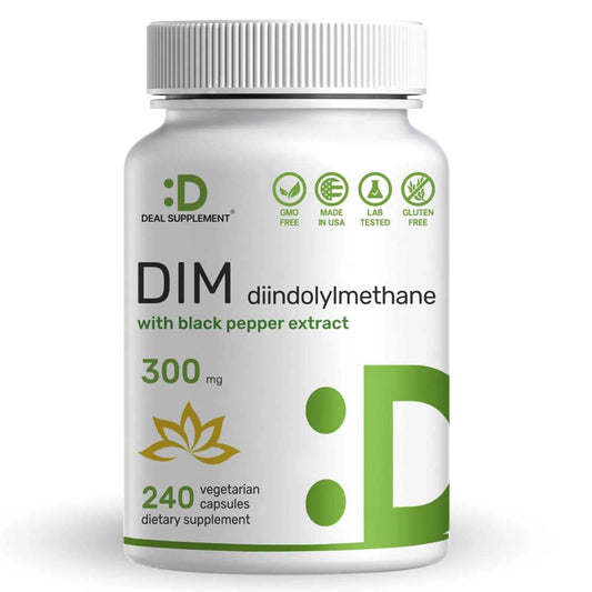 Deal Supplement DIM with Black Pepper Extract 300mg, 240 Vegetarian Capsules