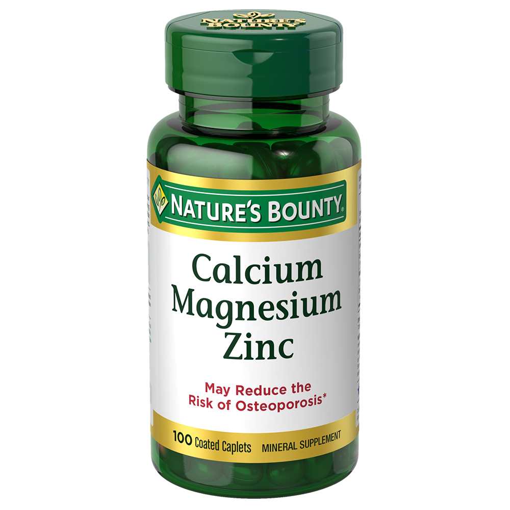 Nature's Bounty Calcium Magnesium Zinc – Bone & Immune Support, 100 Coated Caplets