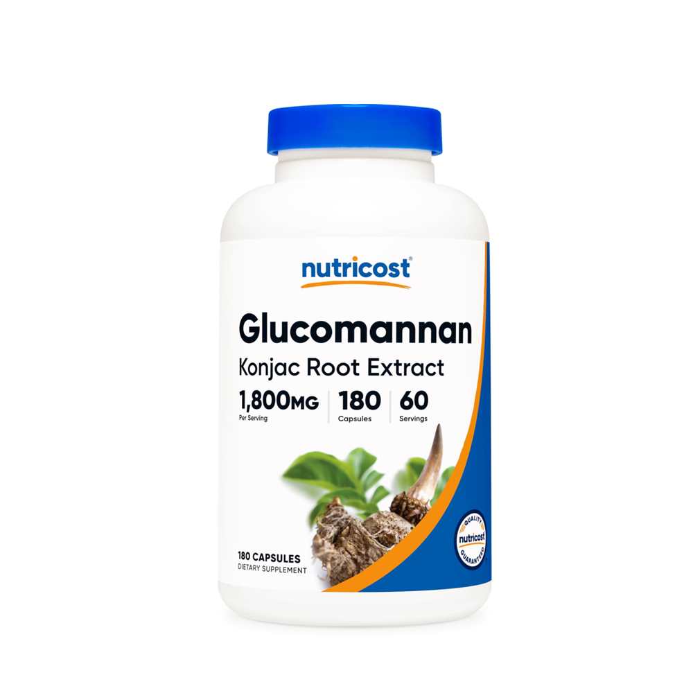 Nutricost Glucomannan Konjac Root Extract 1800mg per Serving, 180 Capsules, 60 Servings | Dietary Supplement