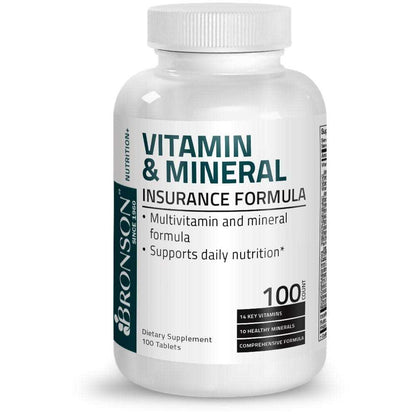 Bronson Vitamins Vitamin & Mineral Insurance Formula - 100 Tablets