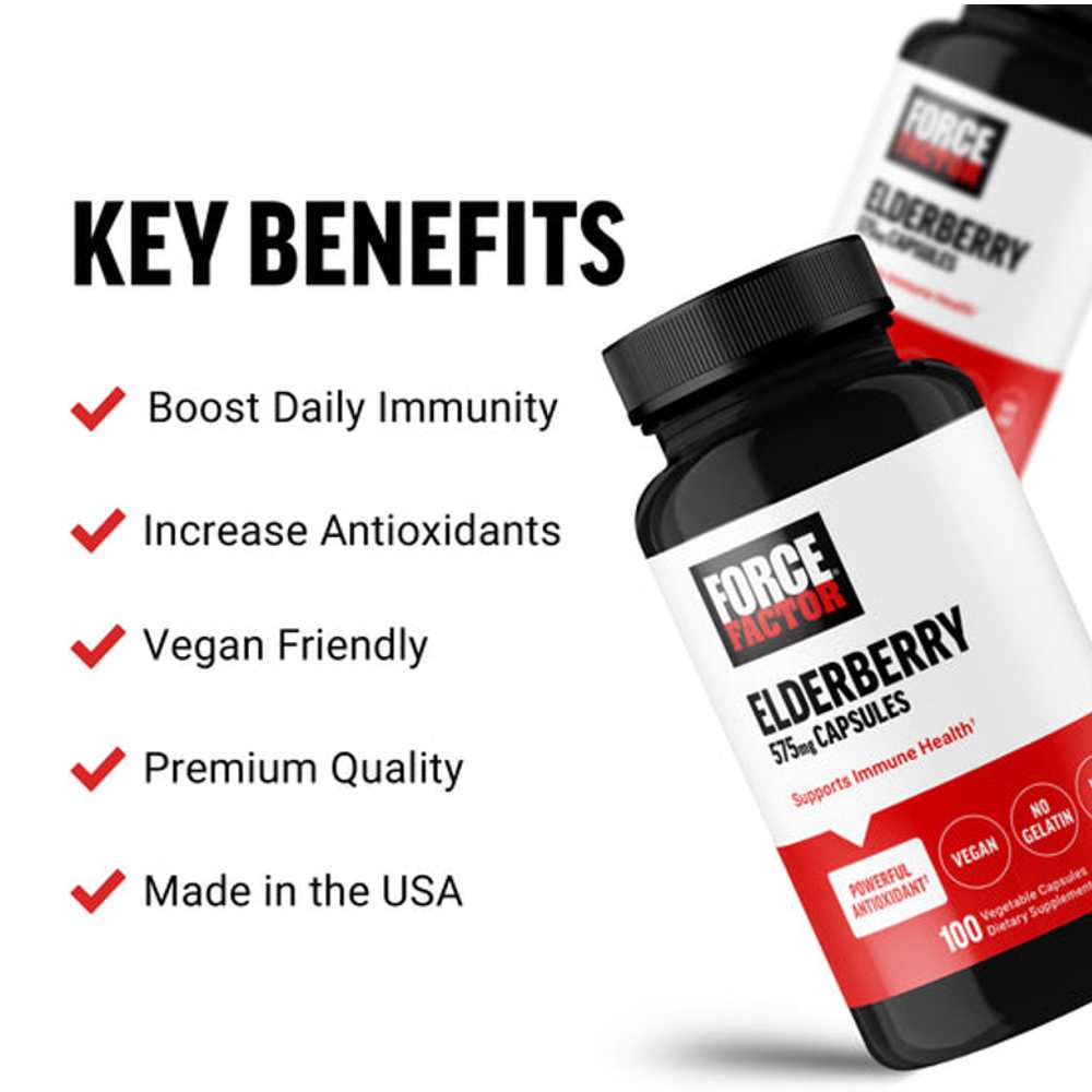Force Factor Elderberry – 100 Capsules