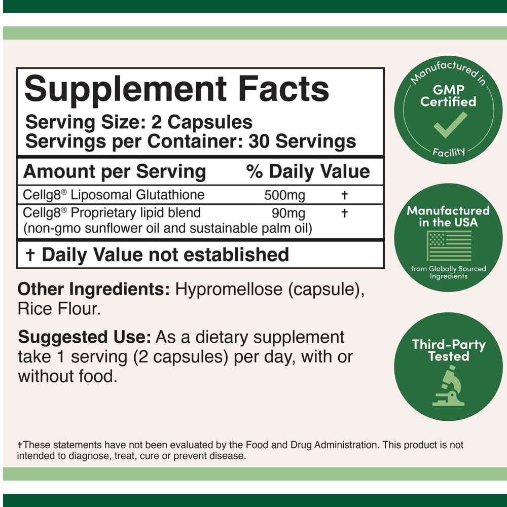 Double Wood Liposomal Glutathione – 500mg – 60 Capsules