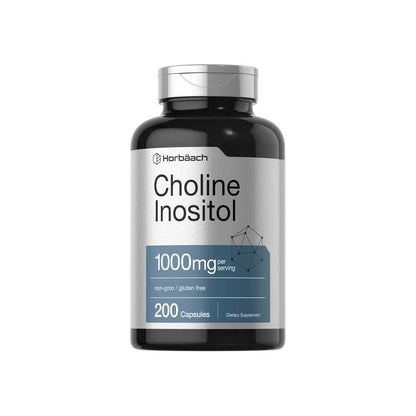 Horbäach Choline Inositol 1000mg per Serving | 200 Capsules
