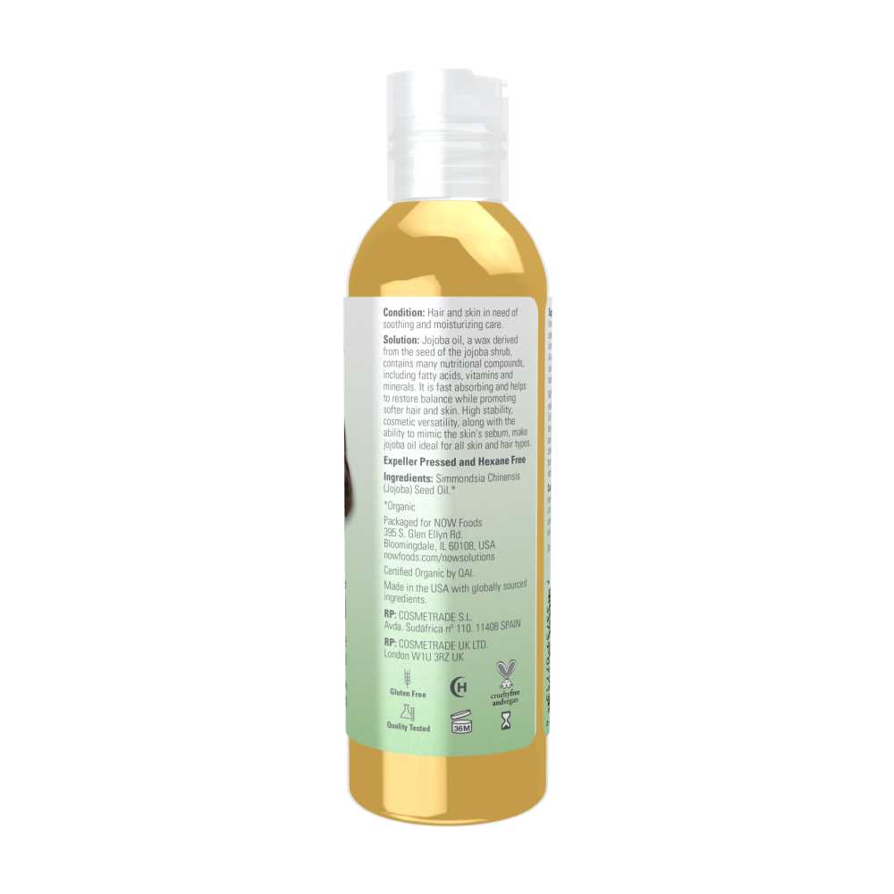Now Foods Certified Organic Jojoba Oil – 100% Pure Moisturizing Oil – Multi-Purpose & Balancing – 4 Oz. (118 M L)