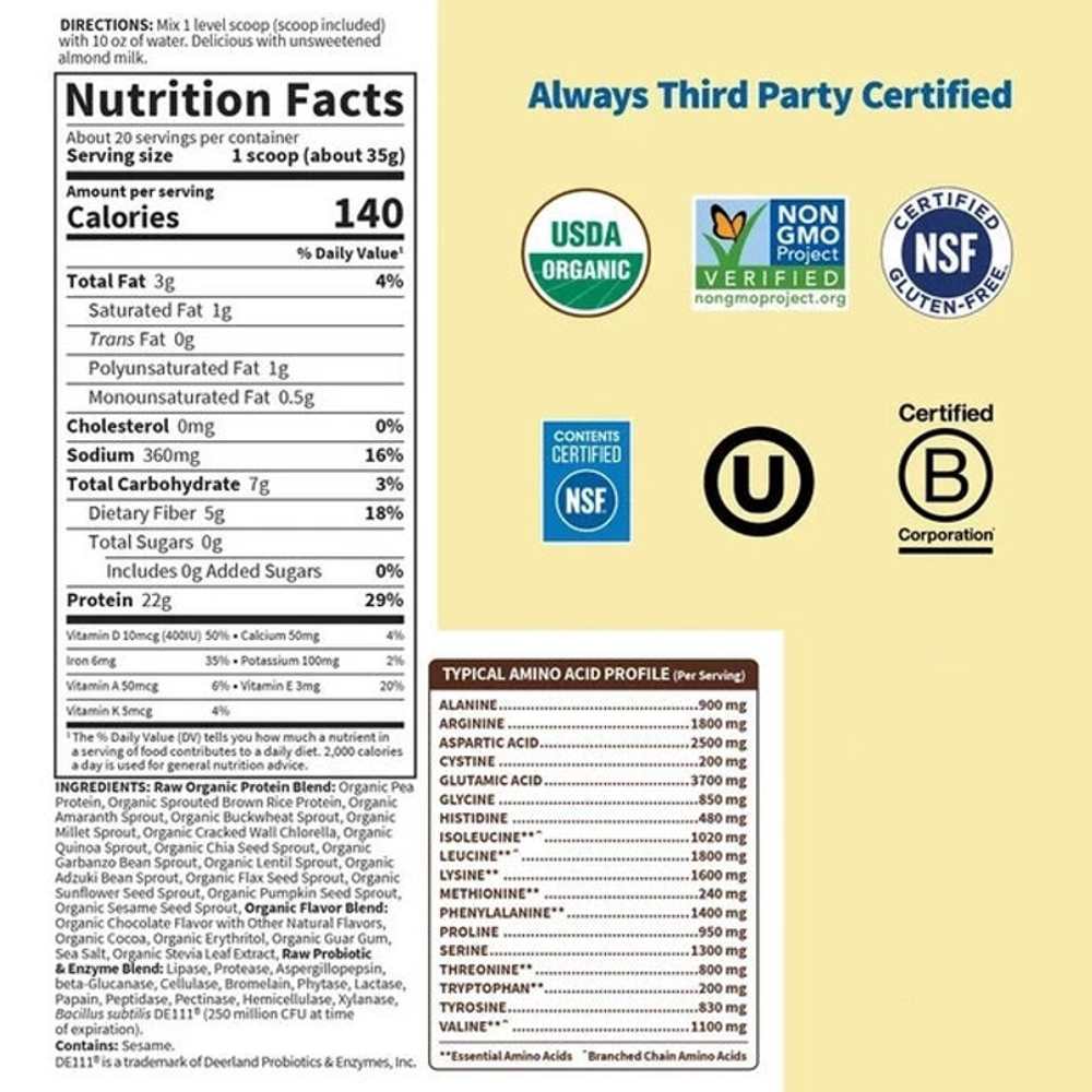 Garden of Life Raw Organic Protein Powder - Chocolate 700g