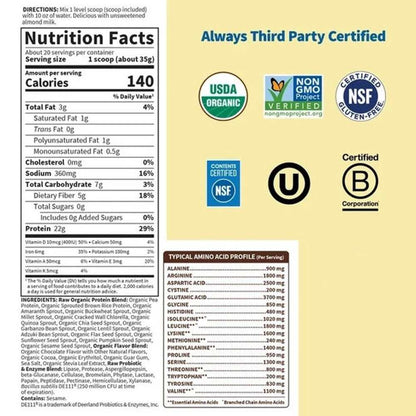 Garden of Life Raw Organic Protein Powder - Chocolate 700g