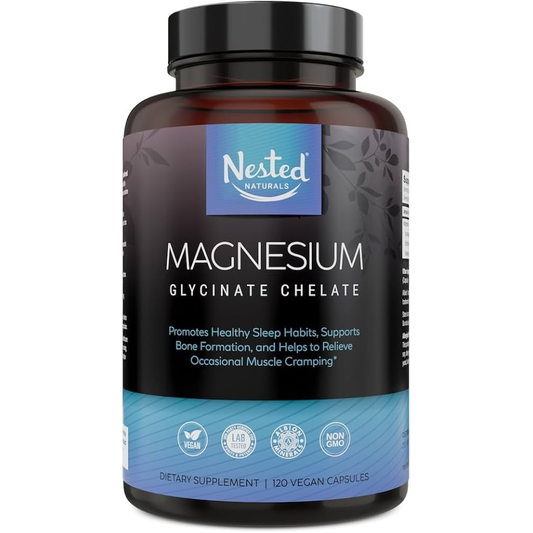 Nested Naturals Magnesium Glycinate Chelate Capsules - Helps In Muscle Cramping