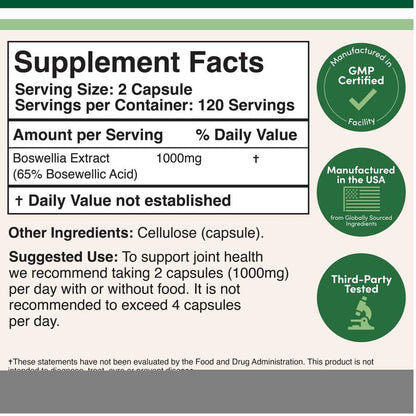 Double Wood Boswellia Extract – 1,000mg – 240 Capsules