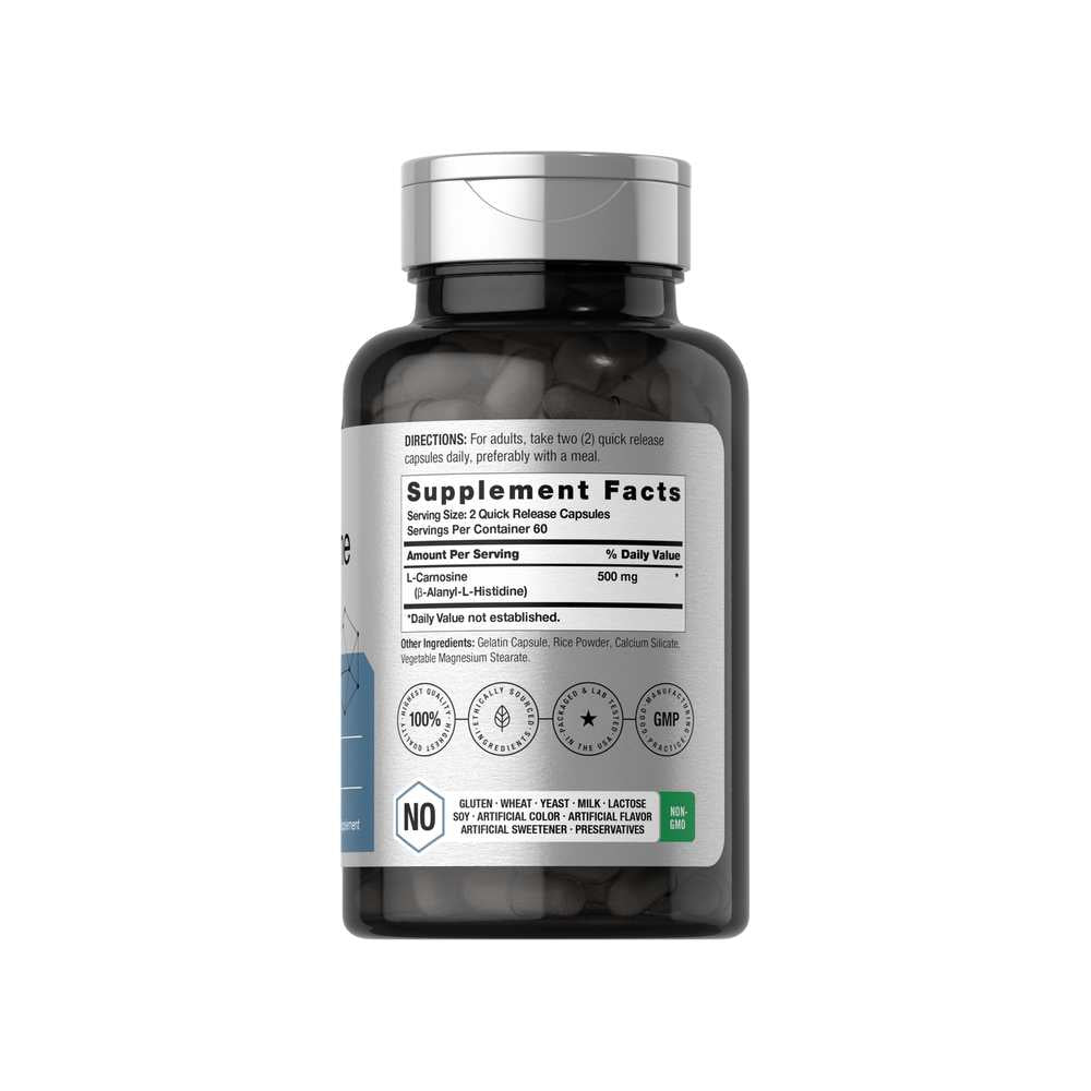 Horbäach L-Carnosine 500mg per Serving | 120 Capsules