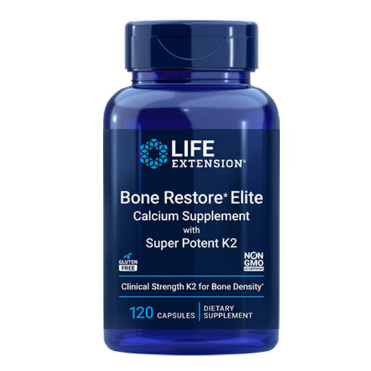 Life Extension Bone Restore Elite with Super Potent K2 Calcium Supplement – 120 Capsules