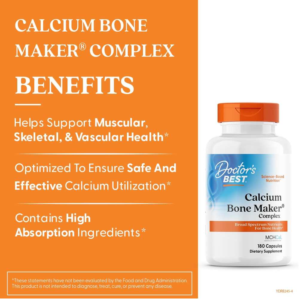 Doctor's Best Calcium Bone Maker Complex with Mch Cal, 180 Capsules