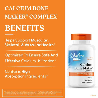 Doctor's Best Calcium Bone Maker Complex with Mch Cal, 180 Capsules