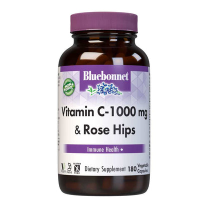 Bluebonnet Nutrition Vitamin C-1000 Mg & Rose Hips 180 Caps