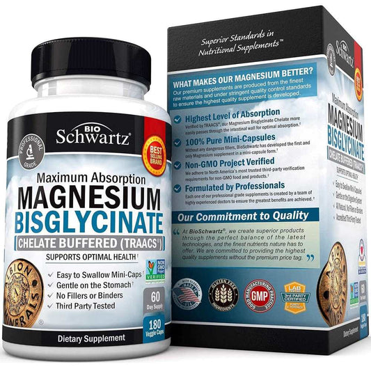 Bio Schwartz Magnesium Bisglycinate – 180 Capsules
