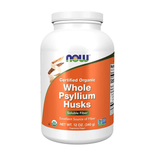 Now Foods Organic Whole Psyllium Husks – Soluble Fiber for Digestive Health – 340g (12 Oz)