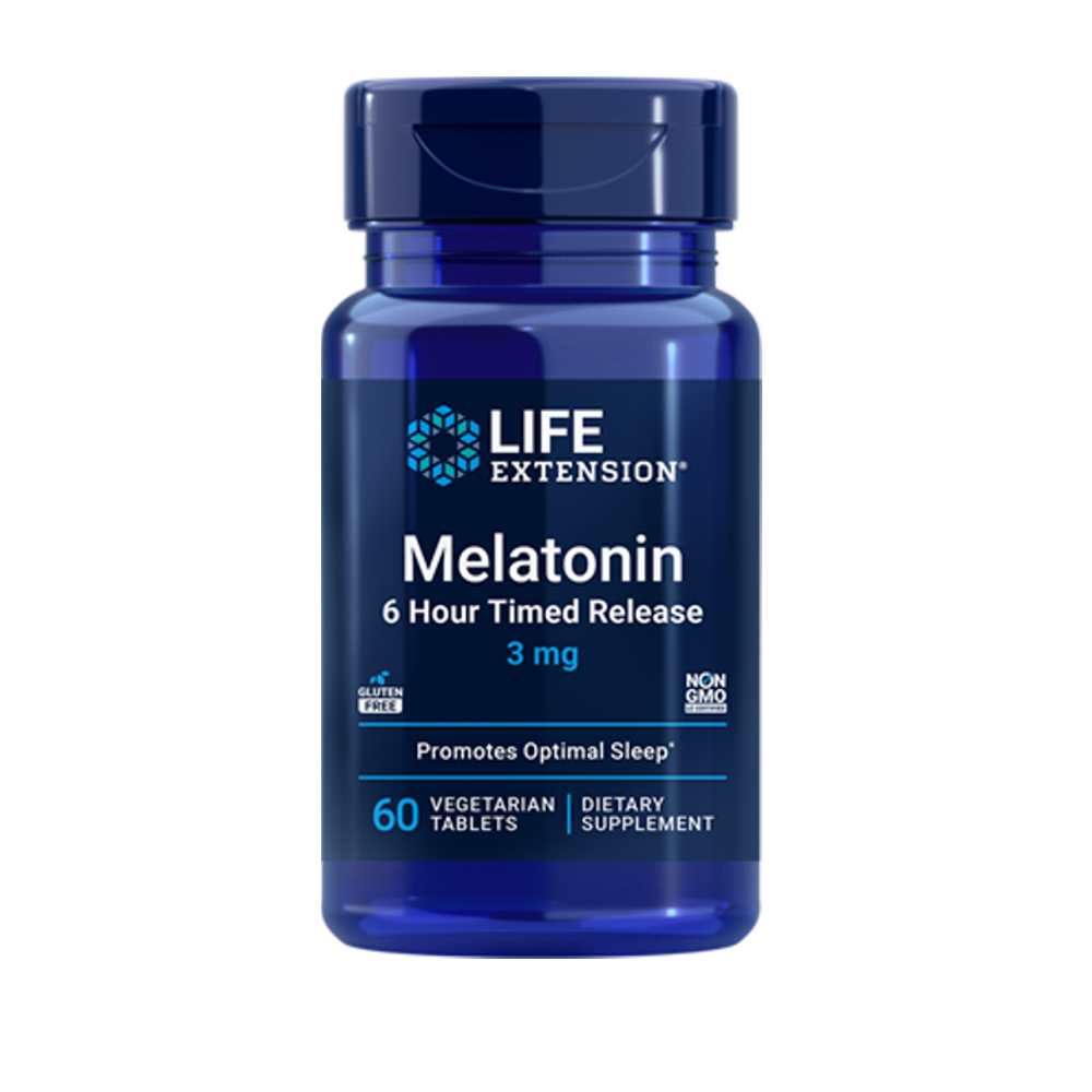 Life Extension Melatonin 6 Hour Timed Release 3 mg, 60 vegetarian tablets
