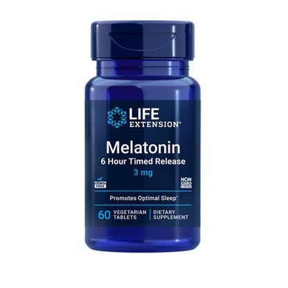 Life Extension Melatonin 6 Hour Timed Release 3 mg, 60 vegetarian tablets