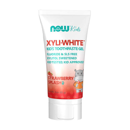 Now Foods Xyli-White Kid's Toothpaste Gel – Fluoride & Sls Free Formula – Strawberry Splash – 85 G
