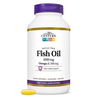 21st Century Fish Oil 1000 Mg Reflux Free 180 Softgels