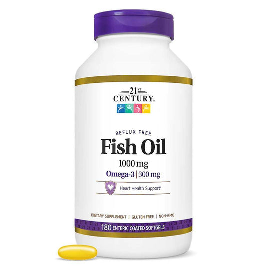 21st Century Fish Oil 1000 Mg Reflux Free 180 Softgels