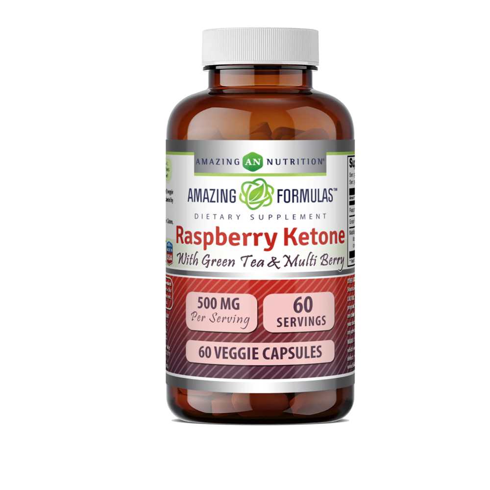 Amazing Formulas Raspberry Ketone with Green Tea & Multi-Berry 500 Mg 60 Veggie Capsules