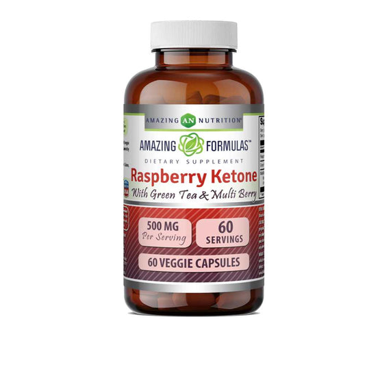 Amazing Formulas Raspberry Ketone with Green Tea & Multi-Berry 500 Mg 60 Veggie Capsules
