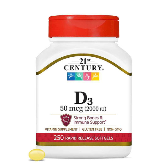 21st Century Vitamin D3 50 Mcg (2000 Iu) 250 Softgels