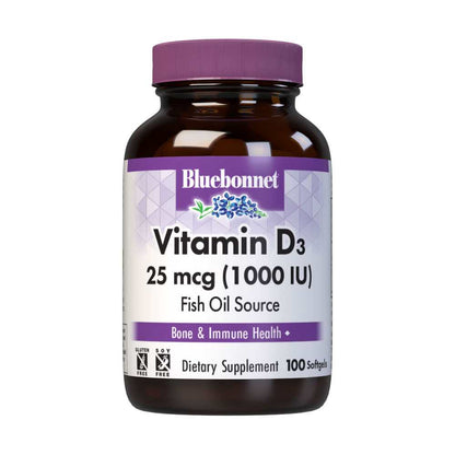 Bluebonnet Nutrition Vitamin D3 25 Mcg (1000 Iu) 100 Softgels