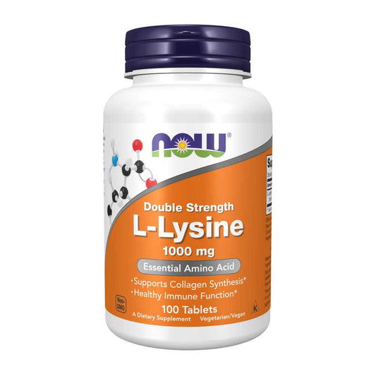 Now Foods L-Lysine 1000mg – Double Strength Immune & Collagen Support – 100 Tablets