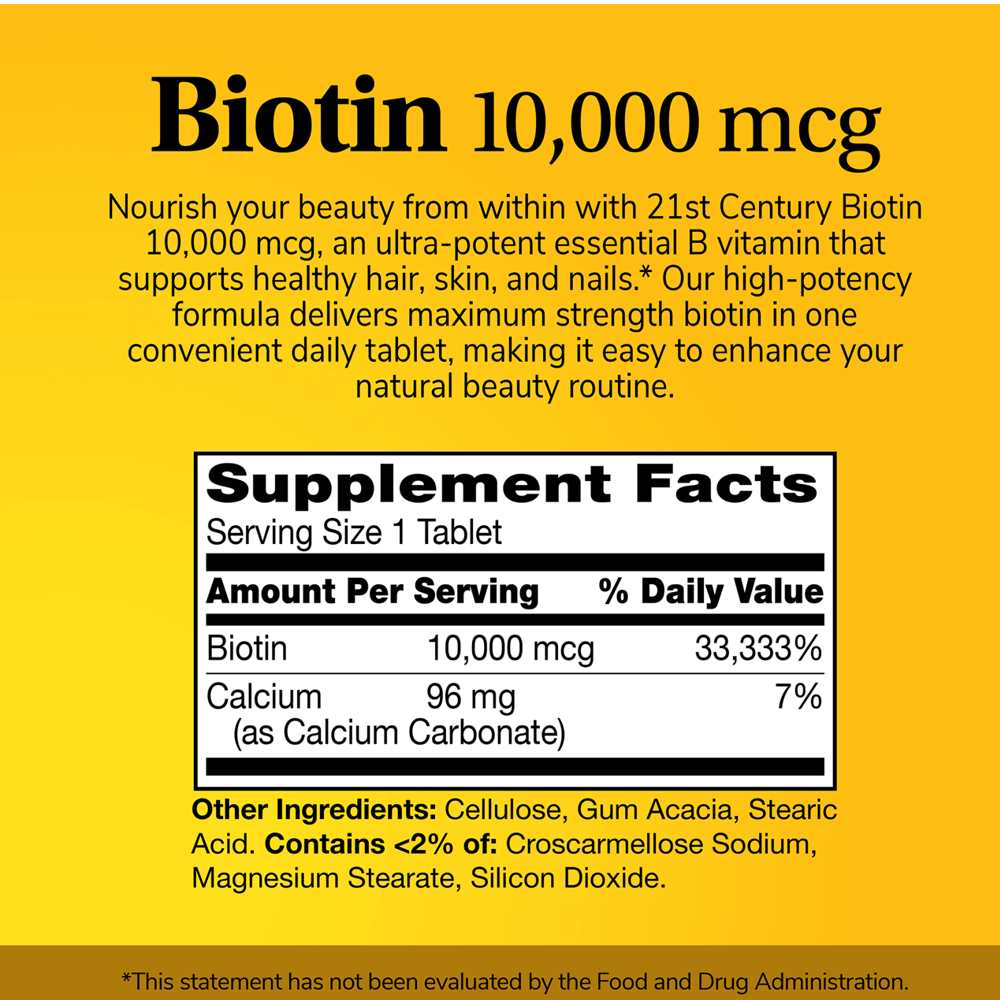 21st Century Biotin 10,000 Mcg 360 Tablets