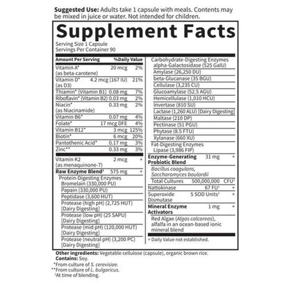 Garden of Life Raw Enzymes Men Digestive Health 90 Capsules