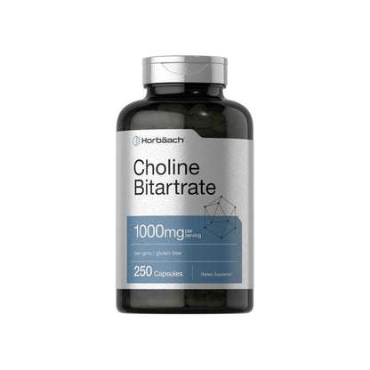 Horbäach Choline Bitartrate 1000mg per Serving | 250 Capsules